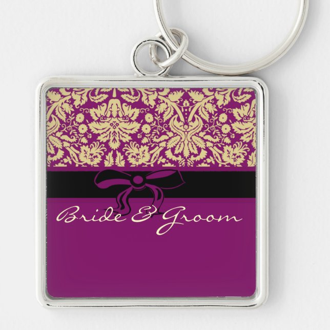Purple Damask Key Ring (Front)