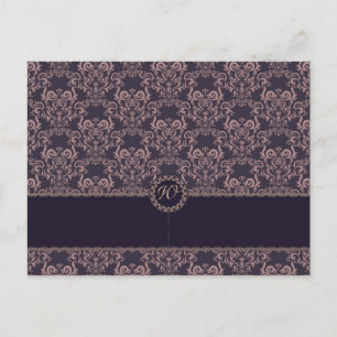 Purple Damask Lace Wedding Place Card