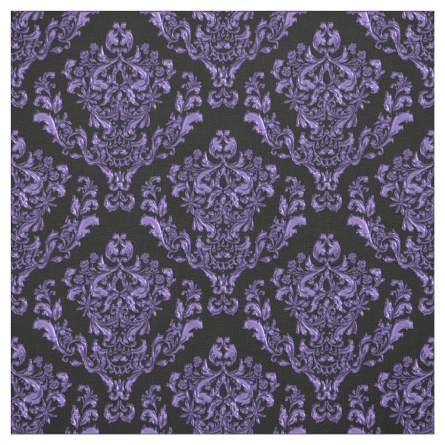 Purple  Damask On Black or *Any Colour Background Fabric (Swatch)