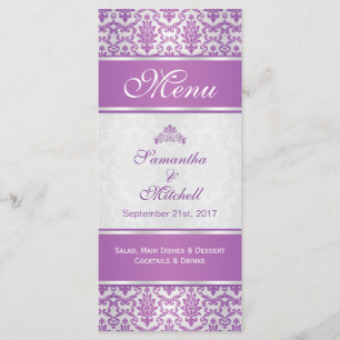 Purple damask on silver Menu