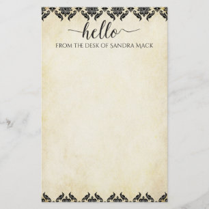 Purple Damask on Warm Grey 100% Recycled Paper