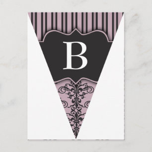 Purple Damask Party Flag Bunting Banner Postcard