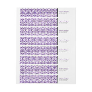 Purple Damask Pattern Graduation Wrap Around Label
