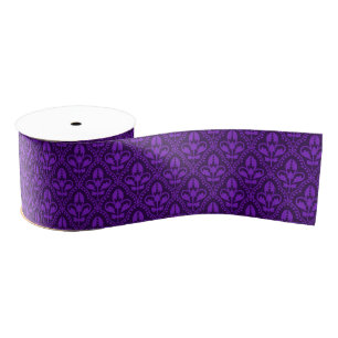 Purple Damask Pattern Ribbon Grosgrain Ribbon