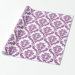 Purple Damask Pattern Wrapping Paper