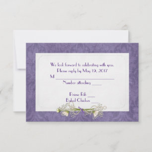Purple Damask RSVP Card