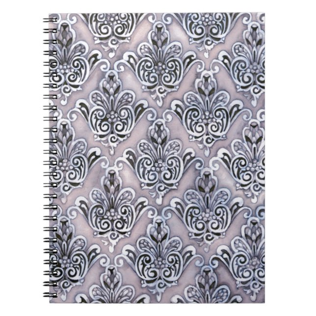 Purple Damask Spiral Notebook (Front)