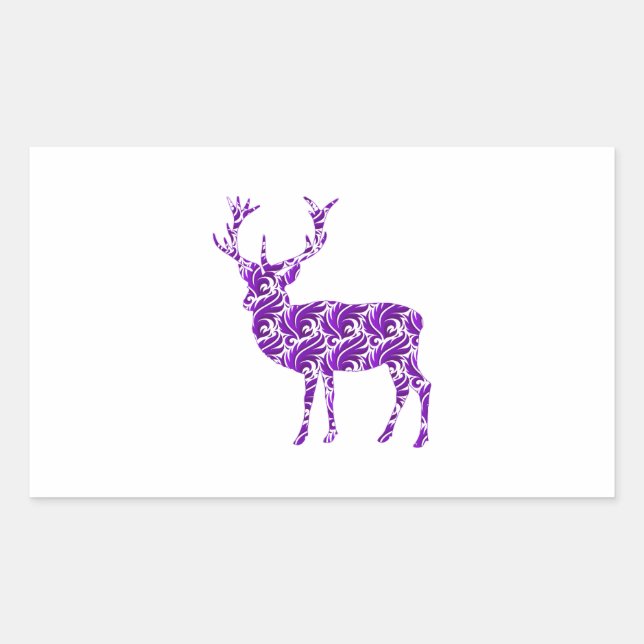 Purple Damask Stag Rectangular Sticker (Front)