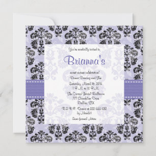 Purple Damask Sweet Sixteen Invitations