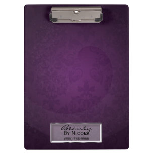 Purple Damask Swirl Elegant chic Glam Personalised Clipboard