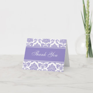 Purple Damask Thank You Cards