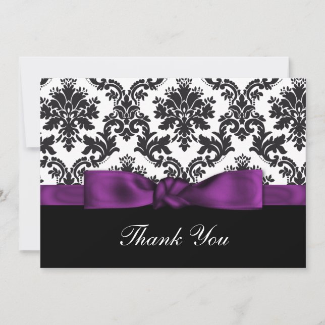 purple damask ThankYou Cards (Front)