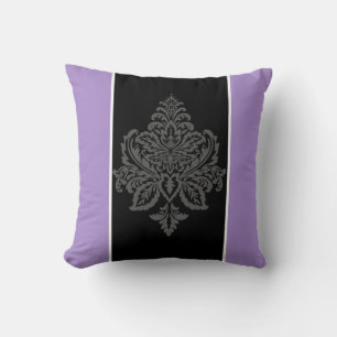 Purple, damask throw pillow