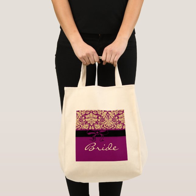 Purple Damask Tote Bag (Front (Product))