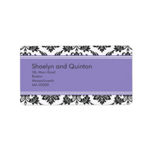 Purple Damask Wedding Address Labels