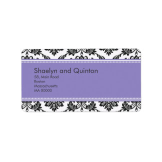 Purple Damask Wedding Address Labels