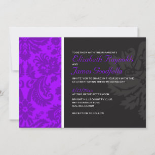 Purple Damask Wedding Invitations