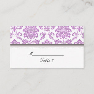 Purple Damask Wedding Placecards
