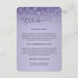 Purple Damask Wedding Reception Enclosure Card