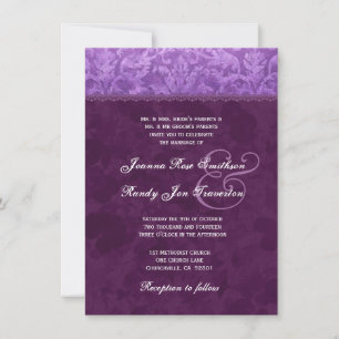 Purple Damask Wedding Ver 003B Invitation
