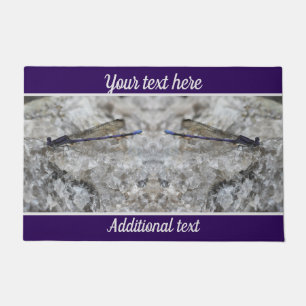 Purple Damselfly On Quartz Rock Personalized Doormat