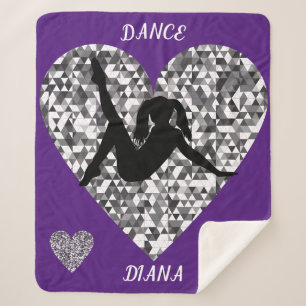 Purple Dance blanket with sparkling silver heart.