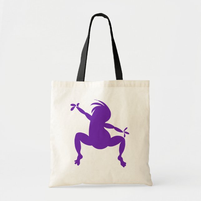 Purple Dancing Kokopelli Tote Bag (Front)