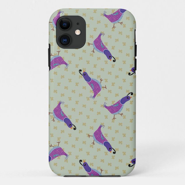 Purple Dancing Quail Pattern iPhone 5/5S Case (Back)