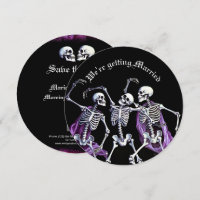 Purple Dancing Skeletons Gothic Save the Date