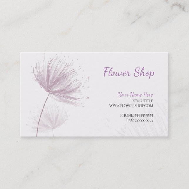 Purple Dandelion Business Card (Front)