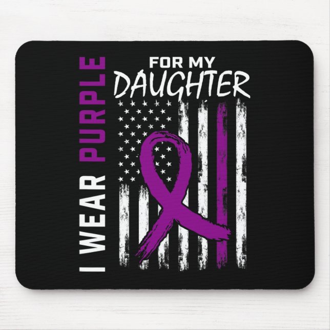 Purple Daughter Pancreatic Cancer Awareness USA Fl Mouse Pad (Front)