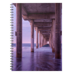 Purple Dawn At Scripps Pier Notebook