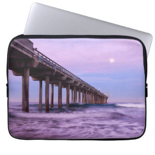Purple dawn over pier, California Laptop Sleeve