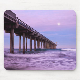 Purple dawn over pier, California Mouse Pad