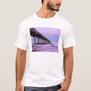 Purple dawn over pier, California T-Shirt