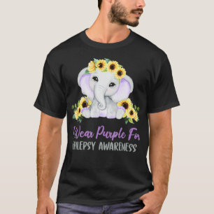 Purple Day Elephant I Wear Purple For Epilepsy Awa T-Shirt