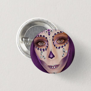 Purple Day Of The Dead Girl original Art 3 Cm Round Badge