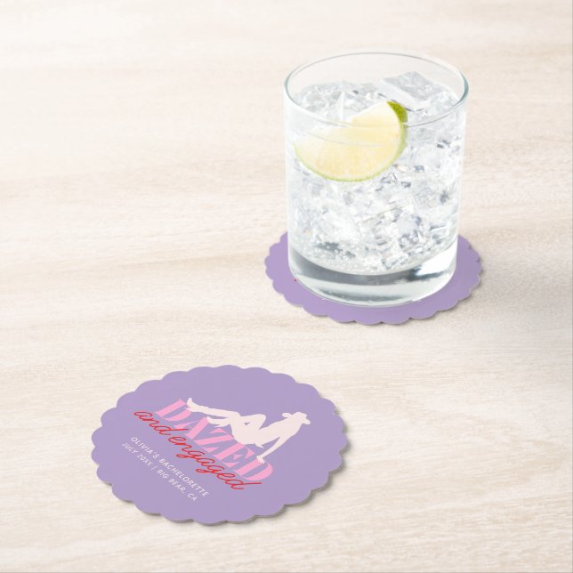 Purple Dazed & Engaged Party Paper Coaster (Insitu)