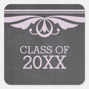 Purple Deco Chalkboard Graduation Stickers