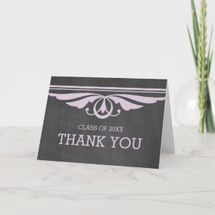 Purple Deco Chalkboard Graduation Thank You Card