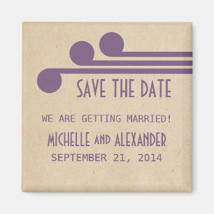 Purple Deco Chic Save the Date Magnet
