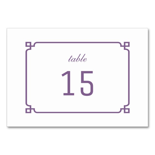 Purple Deco Chic Table Card (Front)