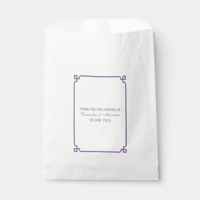 Purple Deco Chic Wedding Favour Bags (Front)
