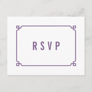 Purple Deco Chic Wedding RSVP Postcard