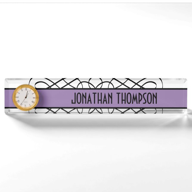 Purple Deco Flourish Nameplate (Front)
