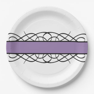 Purple Deco Flourish Paper Plates
