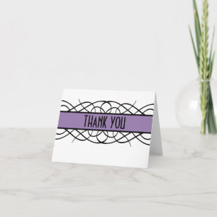 Purple Deco Flourish Thank You Card