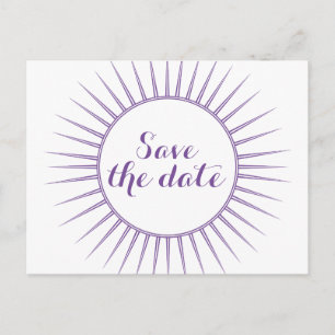Purple Deco Retro Save the Date Postcard