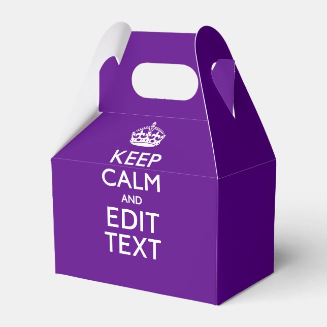 Purple Decor Keep Calm And Your Text Easily Favour Box (Front Side)