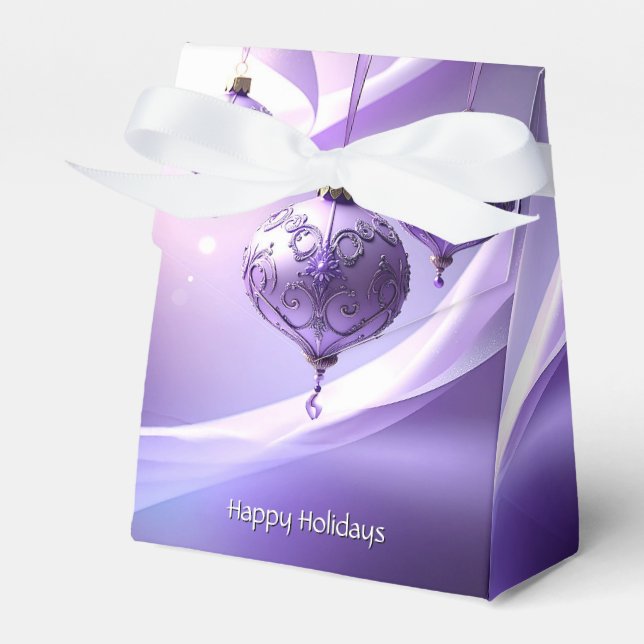 Purple Decorative Christmas Ball Holiday Gift Box (Front Side)